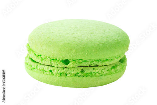 Obraz na płótnie Single green macaron pastry isolated png with transparency w salonie