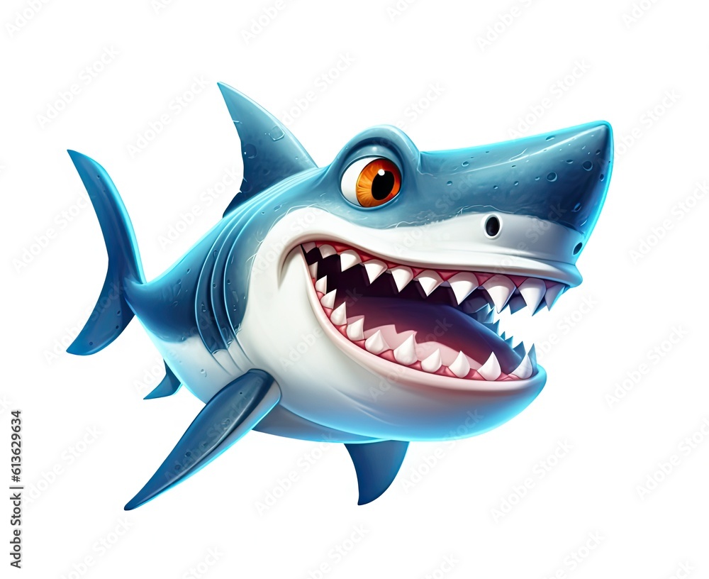 Fototapeta premium Shark with open jaws closeup. created with Generative AI technology.