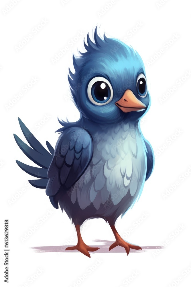 Cute baby Pigeon in Cartoon Style on white background - generative AI Cute baby Pigeon in Cartoon Style on white background - generative AI