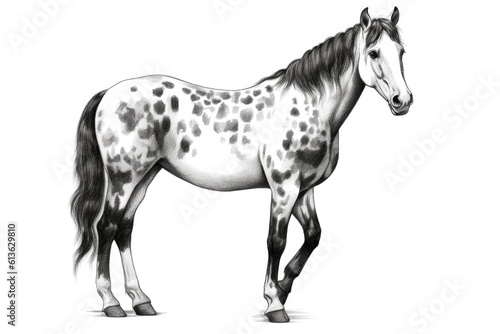 Cute Horse drawing on white background - generative AI