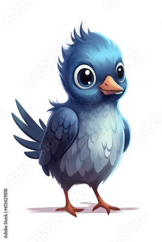 Cute baby Pigeon in Cartoon Style on white background - generative AI © HandmadePictures