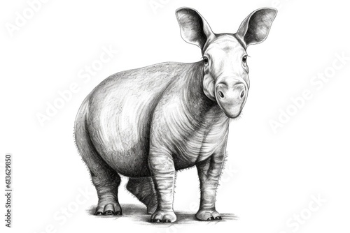 Cute Aardvark drawing on white background - generative AI