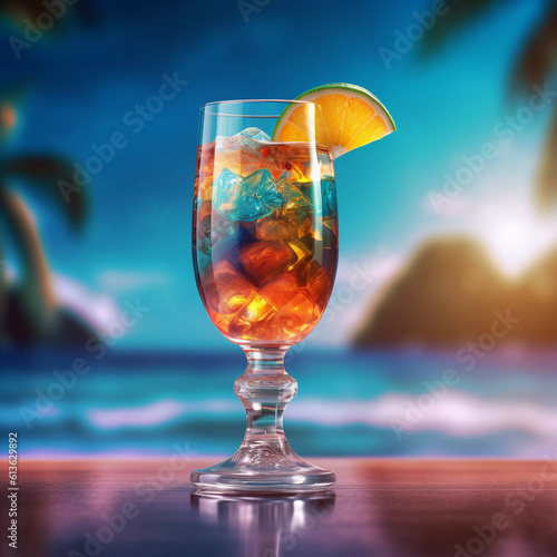 Summer Beach Cocktail Hyperrealistic Generative AI