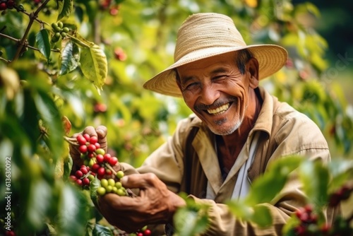 farmer on arabica coffee plantation , AI Generative