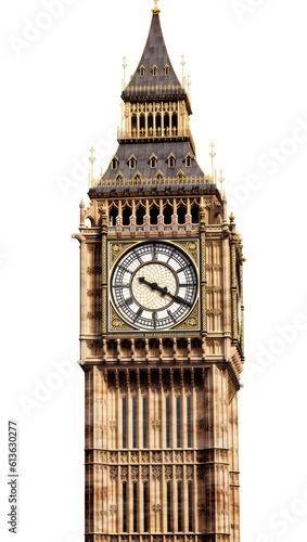 Big Ben isolated on white background created with Generative AI technology.