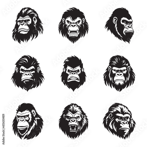 Gorilla logo set - Premium design collection - Vector Illustration