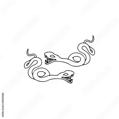 vector illustration of two doodle snakes
