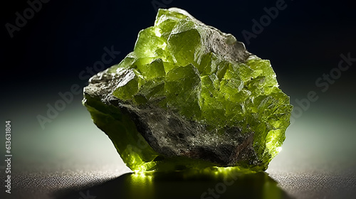 An uncut vesuvianite crystal showcasing its natural rough. AI generated. photo