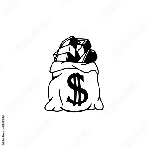 vector illustration of a bag filled with money