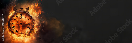 Obraz na płótnie Concept of time. Clock on fire exploding. Watch on fire. Generative AI. w salonie