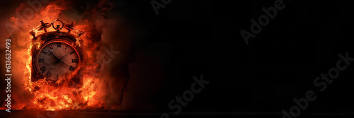 Obraz na płótnie Concept of time. Clock on fire exploding. Watch on fire. Generative AI. w salonie