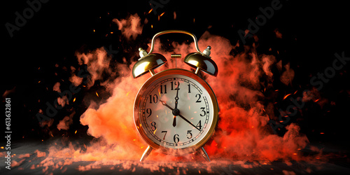 Obraz na płótnie Concept of time. Clock on fire exploding. Watch on fire. Generative AI. w salonie