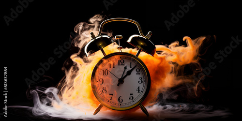 Obraz na płótnie Concept of time. Clock on fire exploding. Watch on fire. Generative AI. w salonie