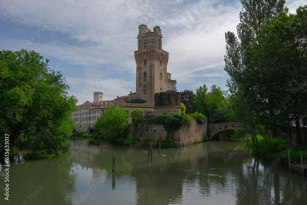 Landscape photo of the historical Specola Tower and the Astronomy department in Padua, Veneto, Italy