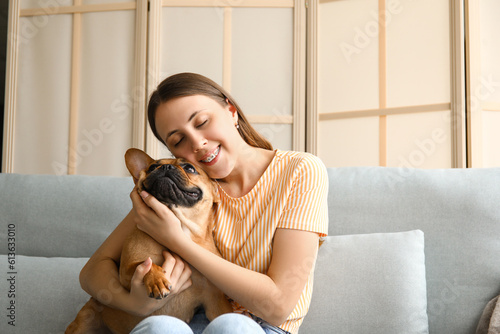 Young woman with cute Frenc...