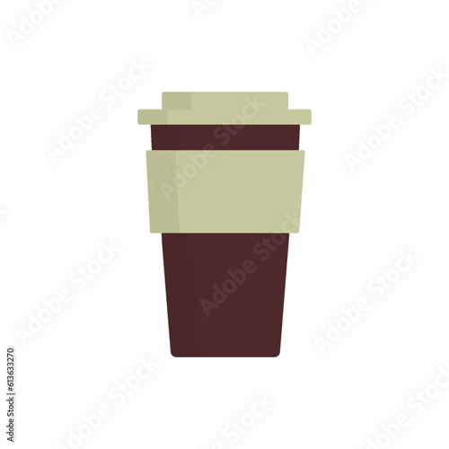 Coffee mug. Flat illustration of a cup for a drink, water. Vector travel mug for tea. Thermo coffee cup icon. Thermo mug for cover design