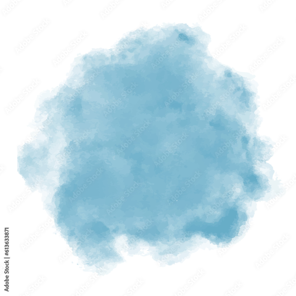 Blue watercolor stain on white background. Pastel water color brash splash texture. Vector watercolour paint stain. Blue watercolor background Blue watercolor stain on white background. Pastel water color brash splash texture. Vector watercolour paint stain. Blue watercolor background