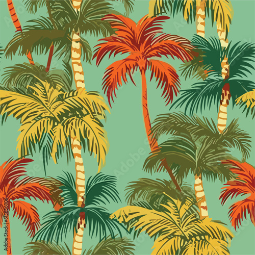 Seamless Colorful Hawaii Palms Pattern. Seamless pattern of Hawaii Palms in colorful style. Add color to your digital project with our pattern!