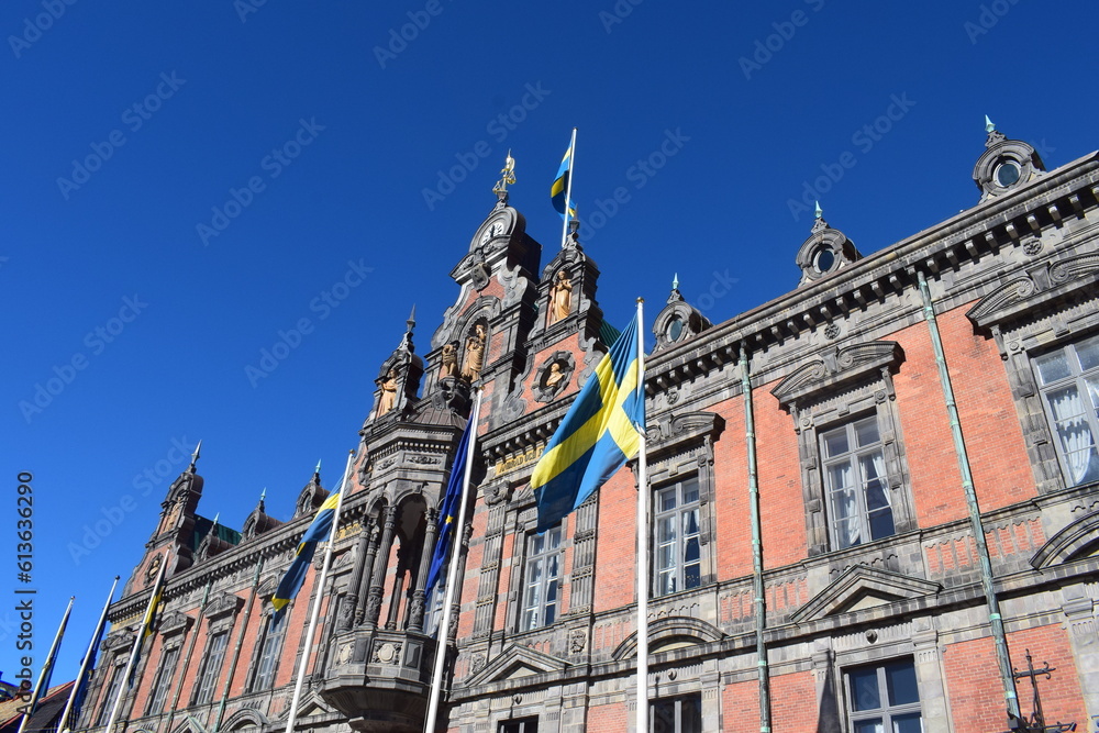Naklejka premium Malmö Rådhus, the attractive old town hall in Malmö