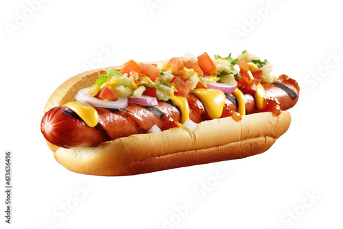 Isolated hot dog on a transparent white background