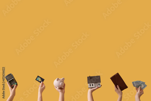 Women with money, wallet, h...
