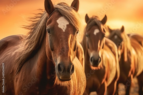 Group of brown horses
