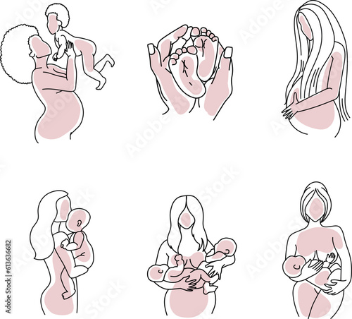 Line art mothers vector collection.
