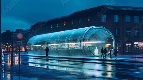 Obraz na płótnie Future Hyperloop transportation system space station new mobility concept technology transit