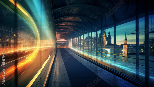 Obraz na płótnie Future Hyperloop transportation system space station new mobility concept technology transit