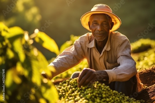 farmer on arabica coffee plantation , AI Generative