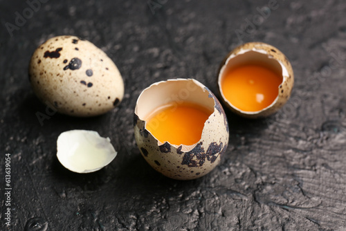 Fresh quail eggs with one w...