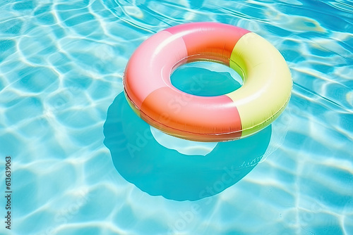 Photo of an inflatable pool float in a crystal clear swimming pool