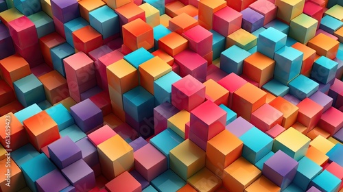 coolorfull isometric cubes seamless pattern Generative AI