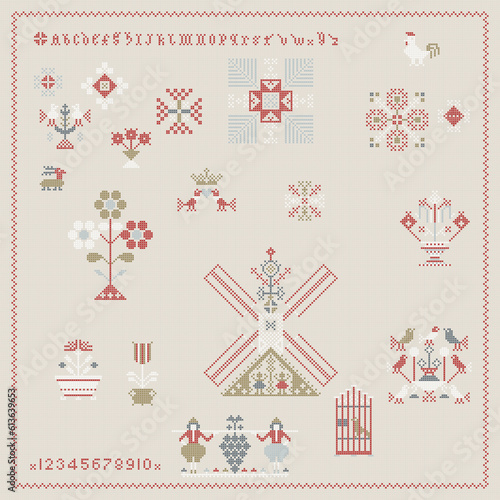 Sampler , needlework, Netherlands