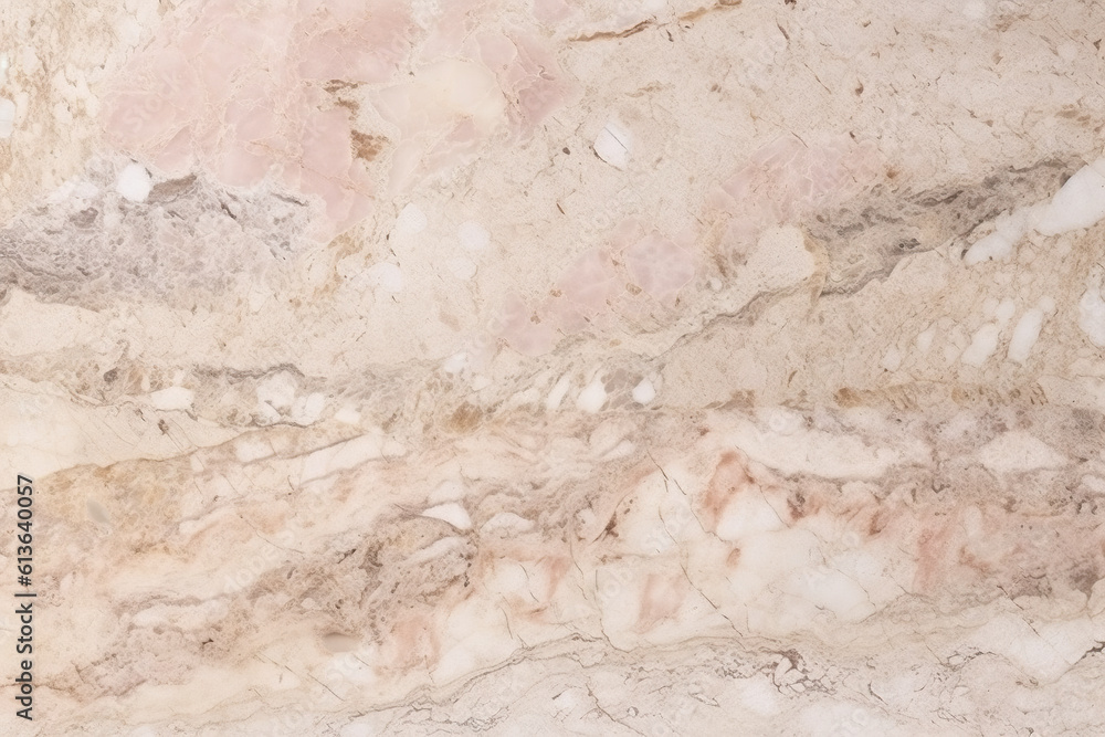 Naklejka premium A close up of travertine, a pale yellow stone surface. Generative AI warm yellow natural background