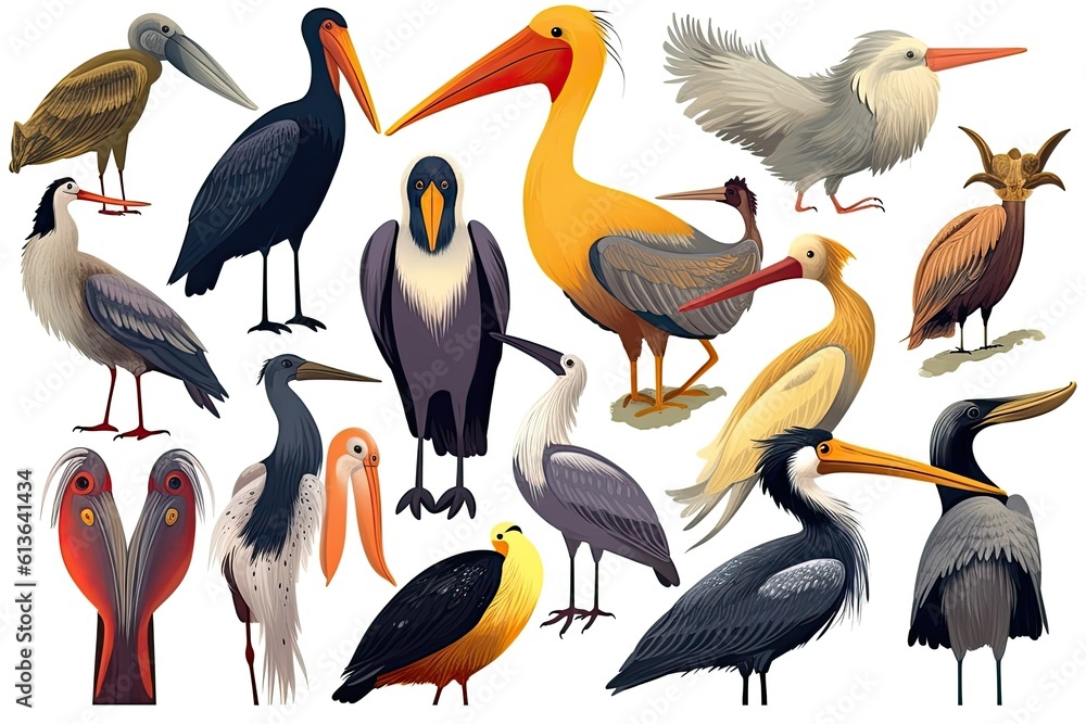 Obraz premium flock of colorful birds perched on a tree branch. Generative AI