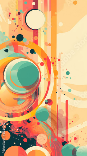 A colorful abstract design with circles and dots. Generative AI.