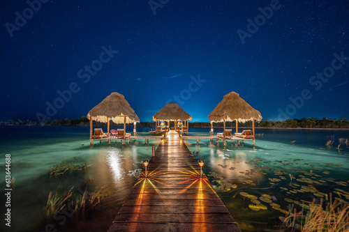 Tropical Resort in the Lagoon by night photo