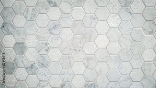 Seamless grayscale hexagonal mosaic wall  Bathroom  Kitchen  Indoor  Decor 