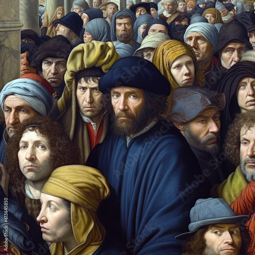 Time Traveler Hiding in Renaissance Crowd, AI