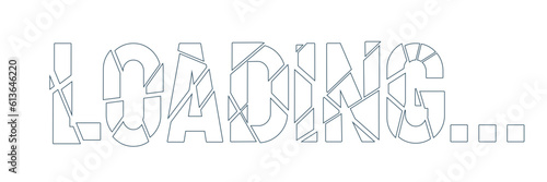 Ice broken monochrome loading text. Crystal shattering. Web loader ui flat design. Black and white progress bar. Graphical user interface. Outline cartoon vector illustration on white background
