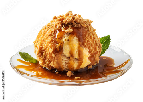 Fried ice cream on transparent background. Generative AI. photo