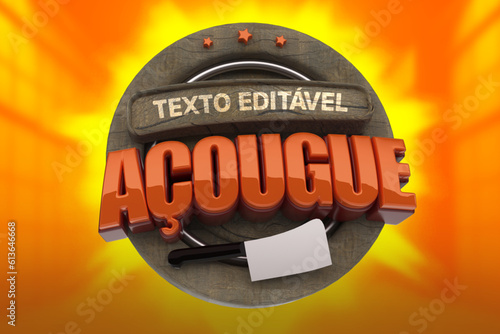 Selo 3D editável para Açougue