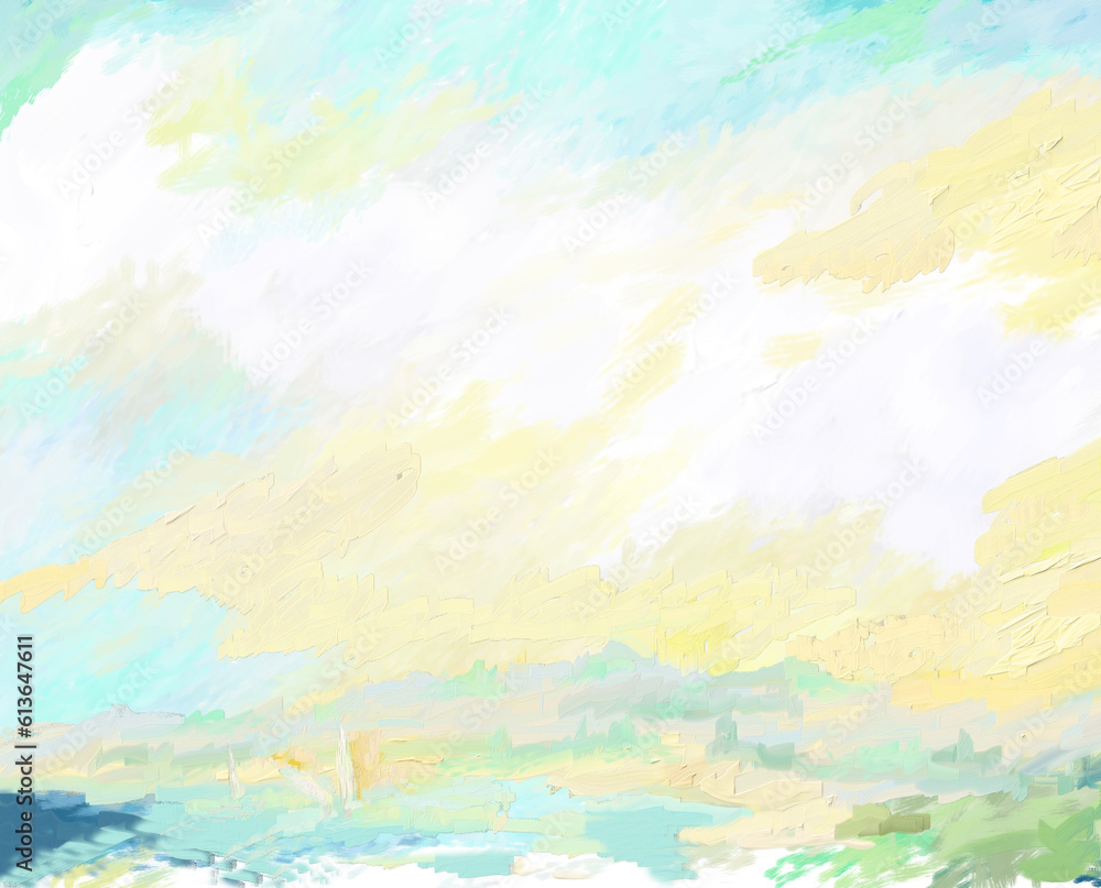 Impressionistic Cloudscape Digital Painting, Art, Artwork, Illustration for Background, Backdrop, or Wallpaper-Also for Ads, Fliers, Posters, etc.