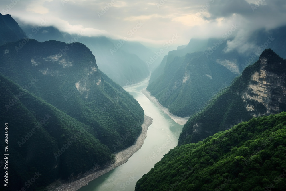 The mountains and rivers of the motherland. AI generative The mountains and rivers of the motherland. AI generative