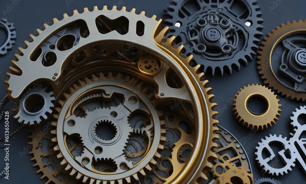 Metallic gears and car parts Metallic gears and car parts