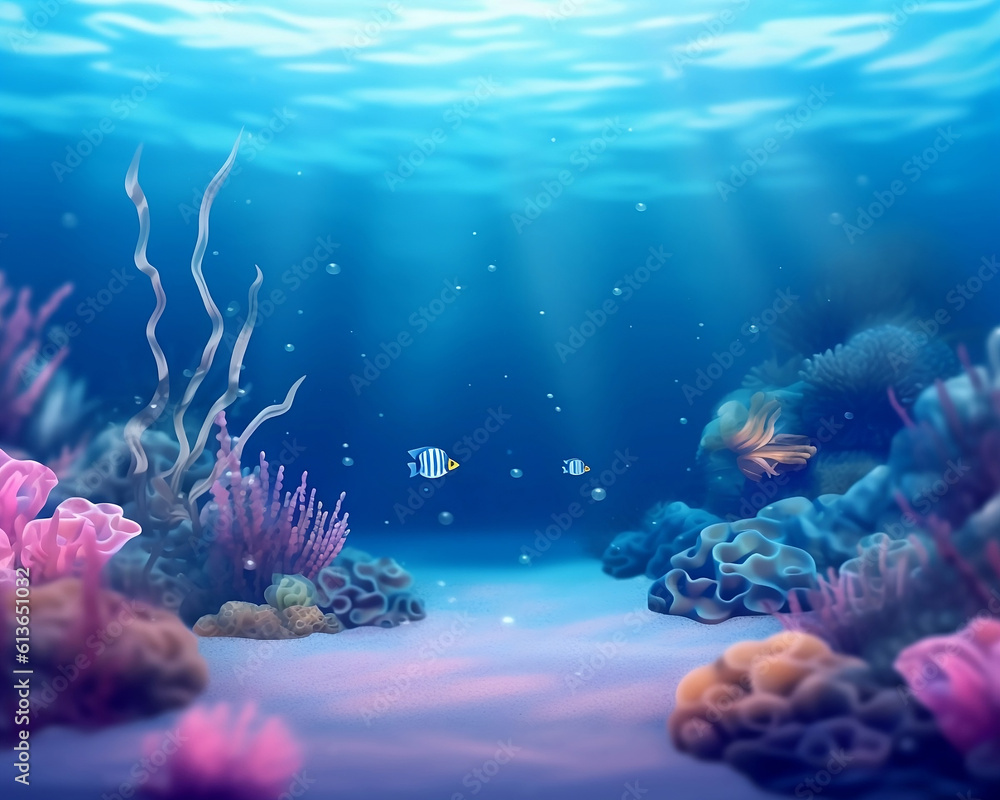 Obraz premium coral reef with fish, generative AI