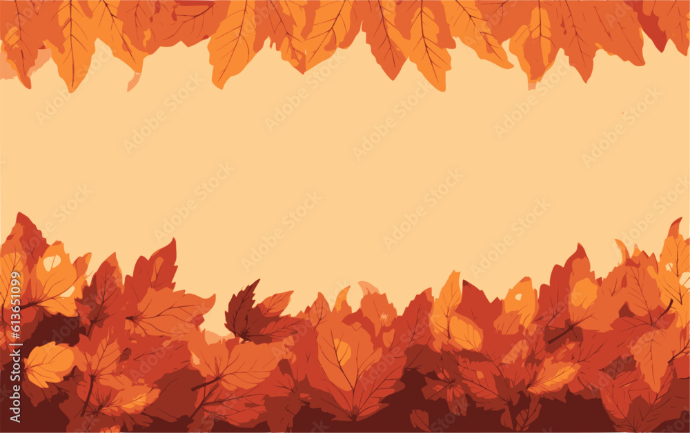 Obraz premium Illustration composition of colorful fall leaves for Thanksgiving, with copy space.