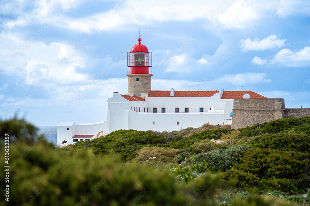 Lighthouse of Cabo de São Vicente in Sagres, Portugal on February 27, 2023
