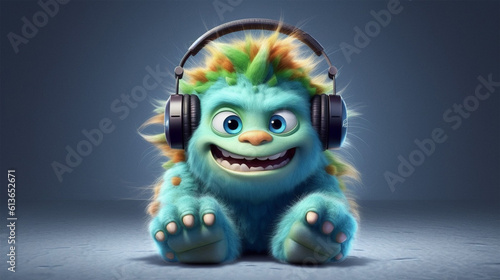 Cute furry Pixar monster DJ art wallpaper background